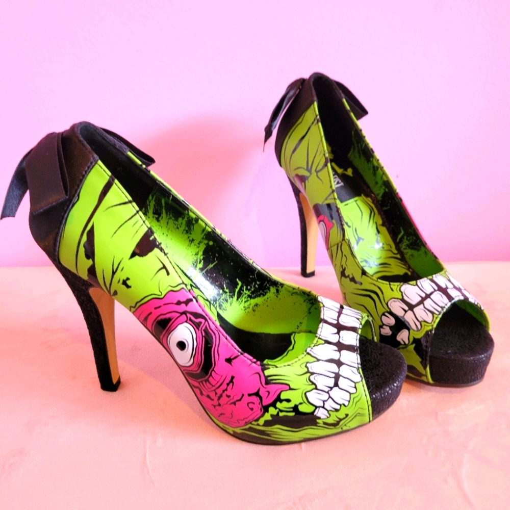 Iron Fist Green and Pink Zombie Heels